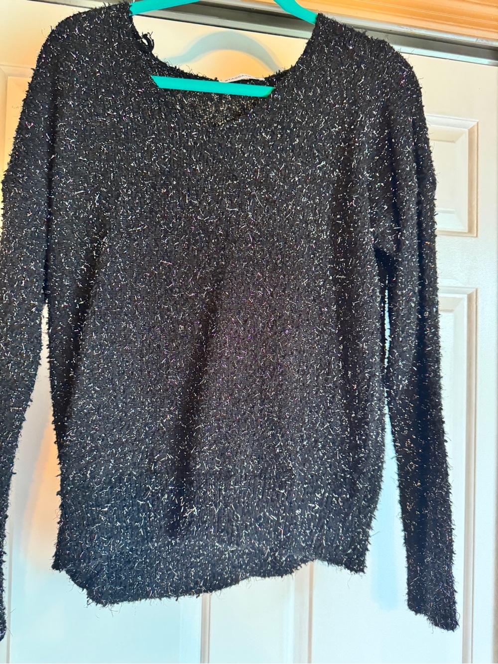 Staccato Black Metallic Thread Scoop Neck Sweater
